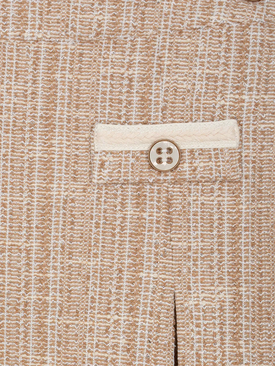 PATACHOU PLEATED BEIGE TWEED SKIRT