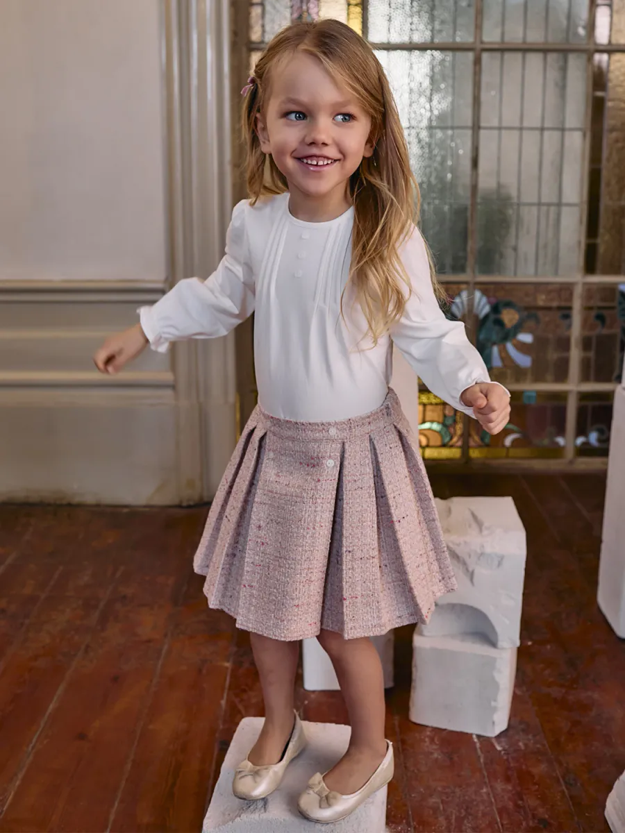 PATACHOU TWEED SKIRT - PALE PINK