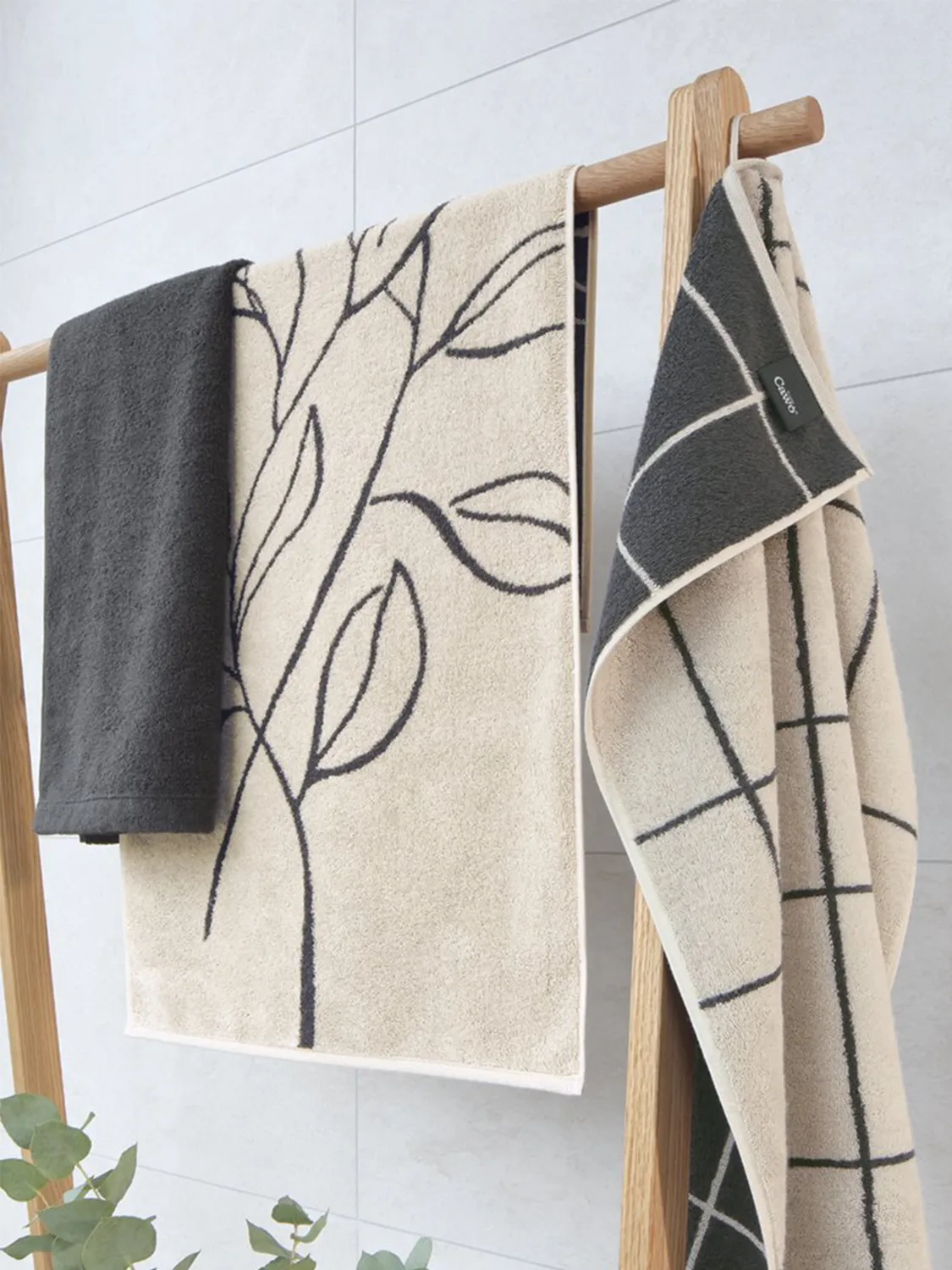 CAWÖ ATELIER FLORAL HÅNDKLE - BEIGE